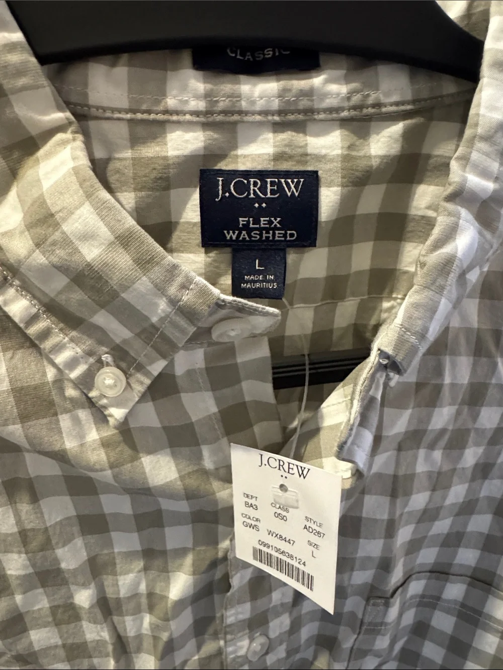J. Crew Gray and White Gingham Button-Down Shirt
